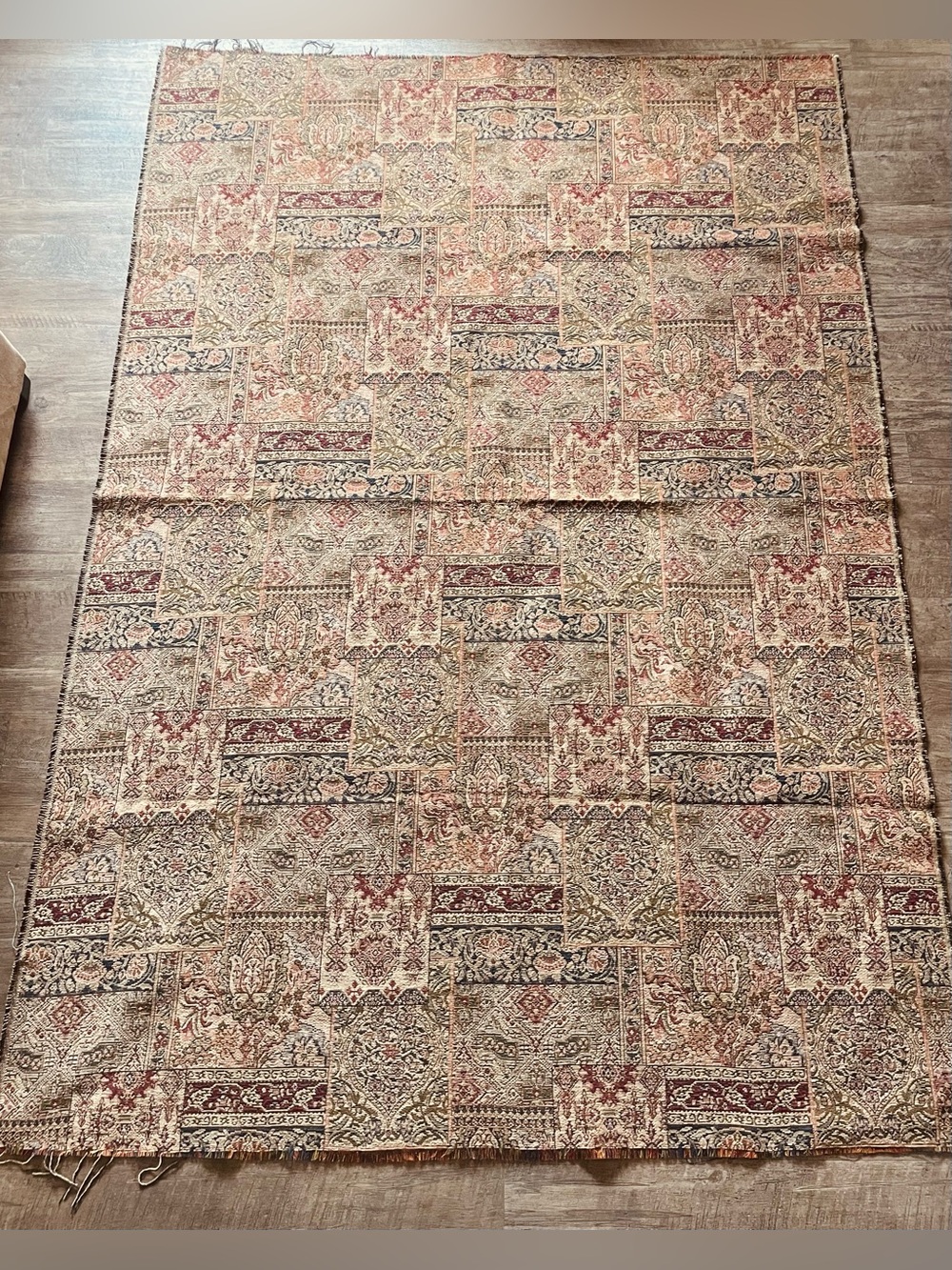 Vintage Persian Style Tapestry Fabric Gobelin Jacquard Woven Rich Colors 54x76